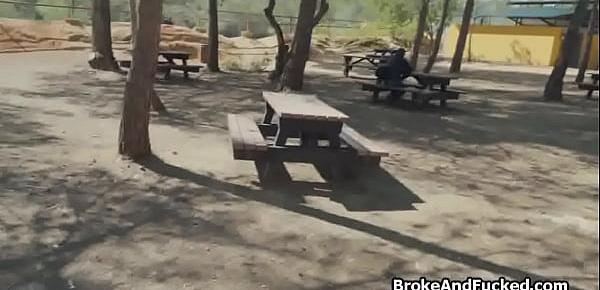  Public park blowjob by sexy brunette tourist